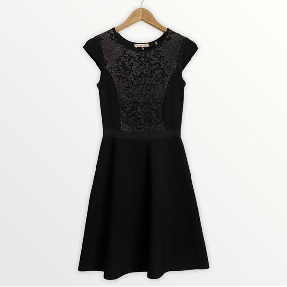 Rebecca Taylor Black/Nude Cap Sleeve Dress Size XS - Picture 1 of 9